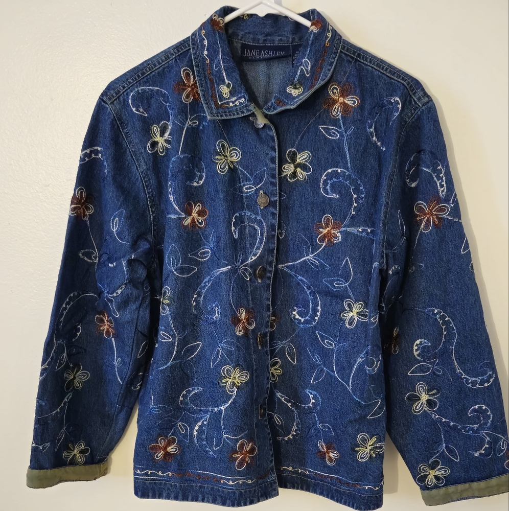 Jane Ashley Women's Blue Embroidered Denim Jacket